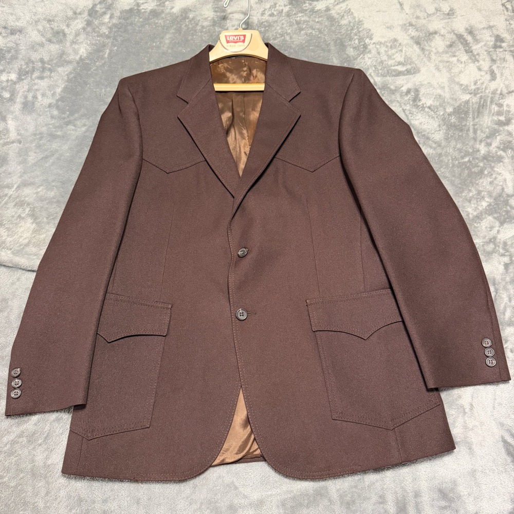 Vintage Levis Western Wear Brown Twill Cowboy Blazer Sport Coat 42R W869